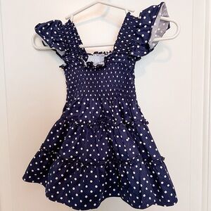 Hill House Baby Ellie Nap Dress 6-12m, Navy Polka Dot - Like New